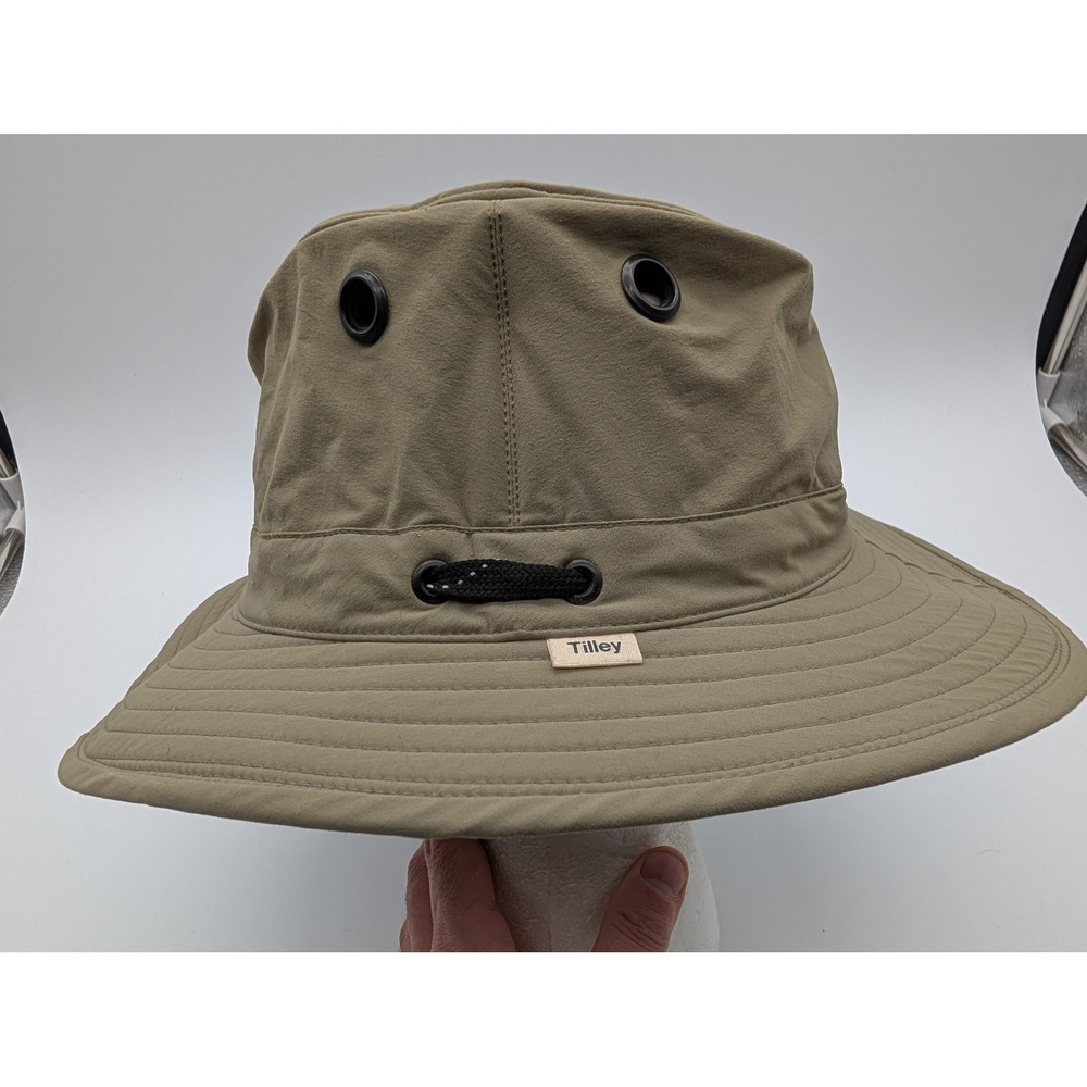 Tilley Endurables Olive Green Bucket Hat Wide Brim Made in Canada Size 7 5/8